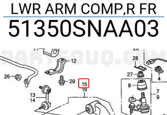 Honda 51350SNAA03 LWR ARM COMP,R FR