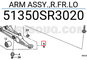 Honda 51350SR3020 ARM ASSY.,R.FR.LO