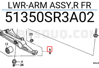 Honda 51350SR3A02 LWR-ARM ASSY,R FR