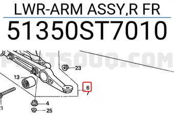 Honda 51350ST7010 LWR-ARM ASSY,R FR