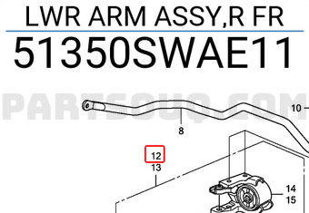 Honda 51350SWAE11 LWR ARM ASSY,R FR