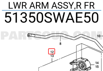 Honda 51350SWAE50 LWR ARM ASSY,R FR
