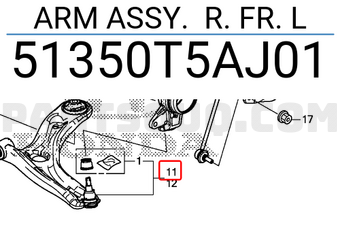 Honda 51350T5AJ01 ARM ASSY. R. FR. L