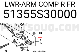 Honda 51355S30000 LWR-ARM COMP R FR