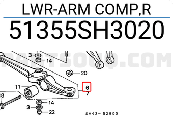 Honda 51355SH3020 LWR-ARM COMP,R