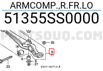 Honda 51355SS0000 ARMCOMP.,R.FR.LO