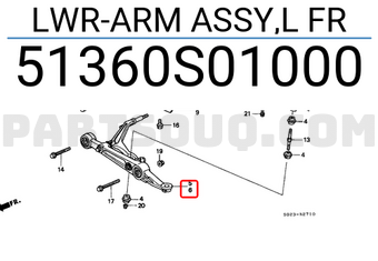 Honda 51360S01000 LWR-ARM ASSY,L FR