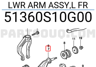 Honda 51360S10G00 LWR ARM ASSY,L FR