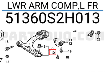 Honda 51360S2H013 LWR ARM COMP,L FR