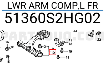 Honda 51360S2HG02 LWR ARM COMP,L FR