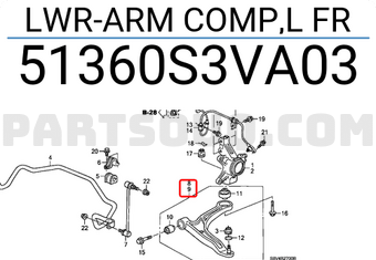 Honda 51360S3VA03 LWR-ARM COMP,L FR