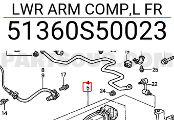 Honda 51360S50023 LWR ARM COMP,L FR