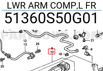 Honda 51360S50G01 LWR ARM COMP,L FR
