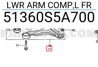 Honda 51360S5A700 LWR ARM COMP,L FR