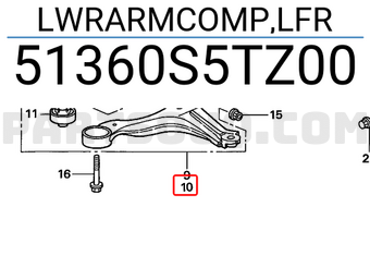 Honda 51360S5TZ00 LWRARMCOMP,LFR