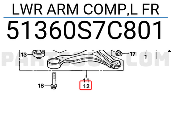 Honda 51360S7C801 LWR ARM COMP,L FR