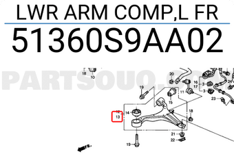 Honda 51360S9AA02 LWR ARM COMP,L FR