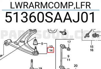 Honda 51360SAAJ01 LWRARMCOMP,LFR