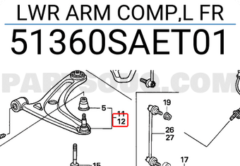 Honda 51360SAET01 LWR ARM COMP,L FR