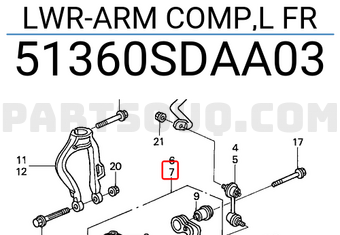Honda 51360SDAA03 LWR-ARM COMP,L FR