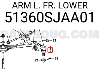 Honda 51360SJAA01 ARM L. FR. LOWER