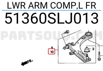 Honda 51360SLJ013 LWR ARM COMP,L FR