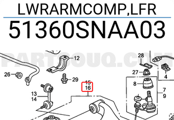 Honda 51360SNAA03 LWRARMCOMP,LFR