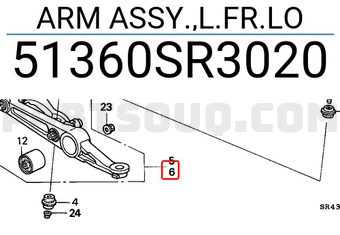 Honda 51360SR3020 ARM ASSY.,L.FR.LO