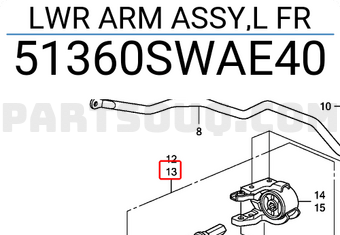 Honda 51360SWAE40 LWR ARM ASSY,L FR