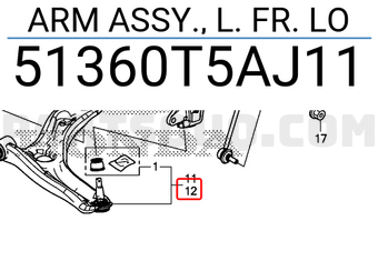 Honda 51360T5AJ11 ARM ASSY., L. FR. LO