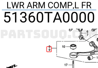 Honda 51360TA0000 LWR ARM COMP,L FR