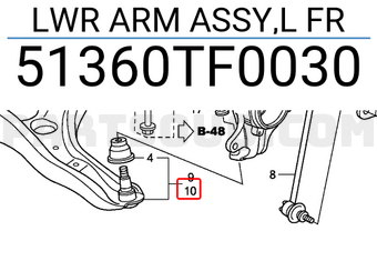 Honda 51360TF0030 LWR ARM ASSY,L FR
