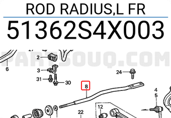 Honda 51362S4X003 ROD RADIUS,L FR