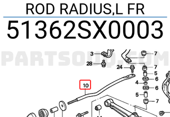 Honda 51362SX0003 ROD RADIUS,L FR