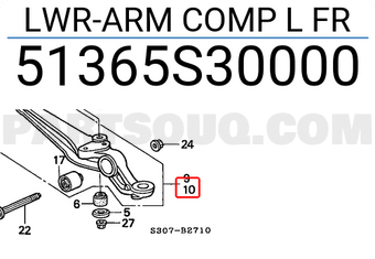 Honda 51365S30000 LWR-ARM COMP L FR
