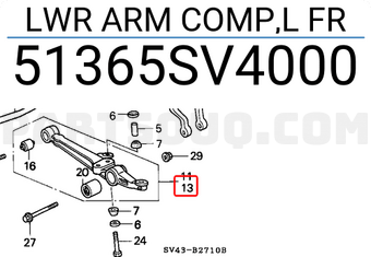 Honda 51365SV4000 LWR ARM COMP,L FR