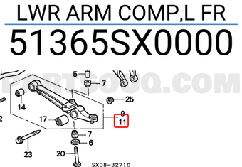 Honda 51365SX0000 LWR ARM COMP,L FR