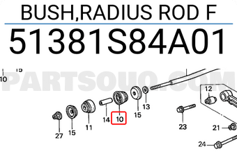 Honda 51381S84A01 BUSH,RADIUS ROD F