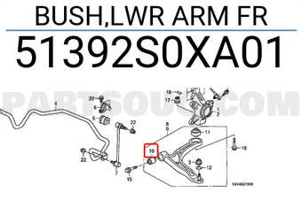 Honda 51392S0XA01 BUSH,LWR ARM FR