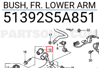 Honda 51392S5A851 BUSH, FR. LOWER ARM