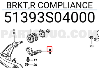 Honda 51393S04000 BRKT,R COMPLIANCE