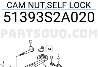 Honda 51393S2A020 CAM NUT,SELF LOCK