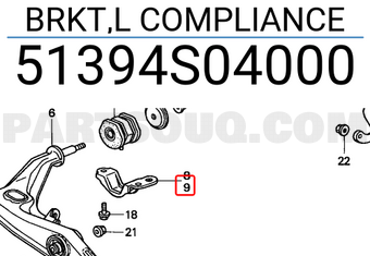 Honda 51394S04000 BRKT,L COMPLIANCE