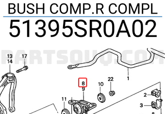 Honda 51395SR0A02 BUSH COMP.R COMPL