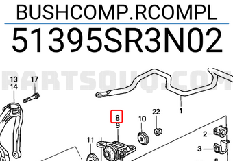Honda 51395SR3N02 BUSHCOMP.RCOMPL