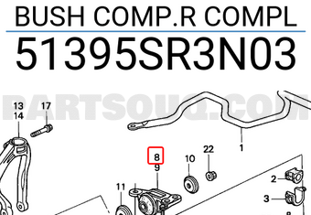 Honda 51395SR3N03 BUSH COMP.R COMPL