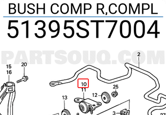 Honda 51395ST7004 BUSH COMP R,COMPL