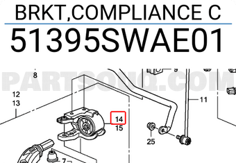Honda 51395SWAE01 BRKT,COMPLIANCE C