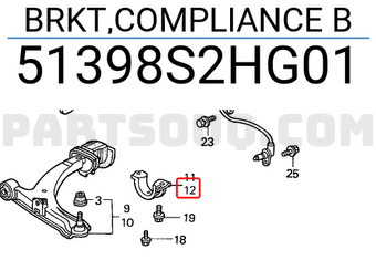 Honda 51398S2HG01 BRKT,COMPLIANCE B