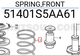 Honda 51401S5AA61 SPRING,FRONT